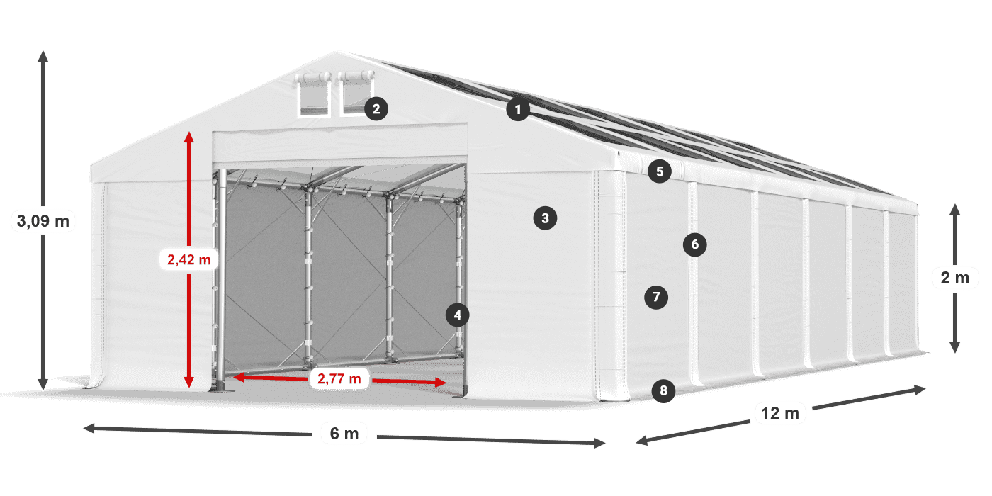 Acoperiș: MS T 580 PVC Pereţi: SD 500 PVC 2m legenda