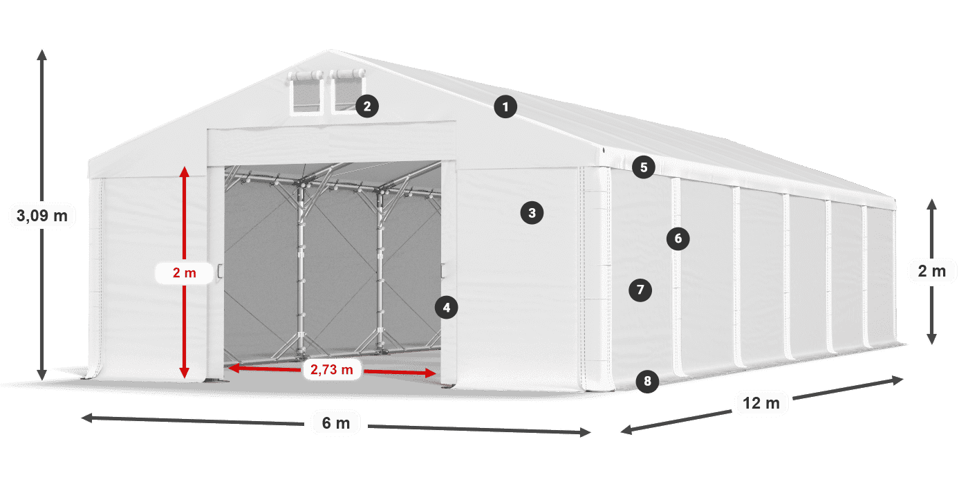 Acoperiș: MS 580 PVC Pereţi: SD 500 PVC 2m legenda