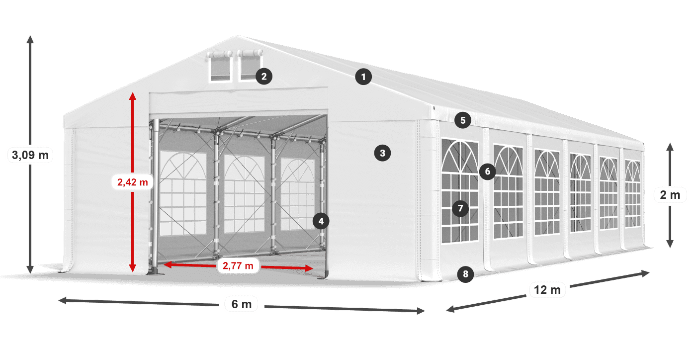 Acoperiș: SD 560 PVC Pereţi: FR 620 PVC legenda 2m