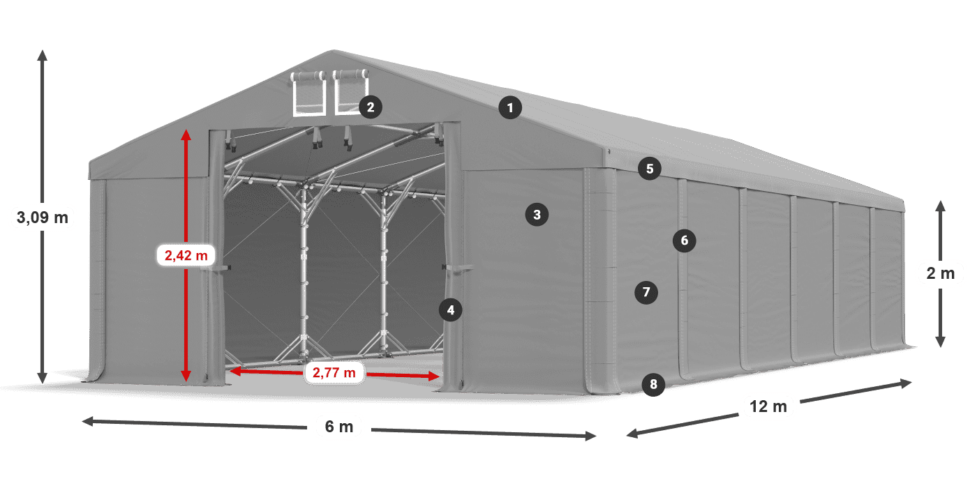 Acoperiș: SD 560 PVC Pereţi: FR 620 PVC legenda 2m