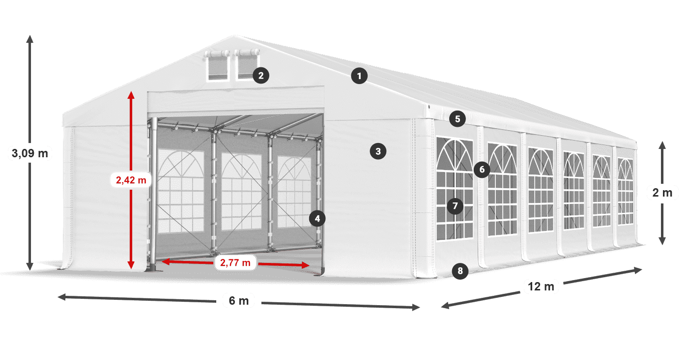 Acoperiș: SD 560 PVC Pereţi: FR 620 PVC legenda 2m