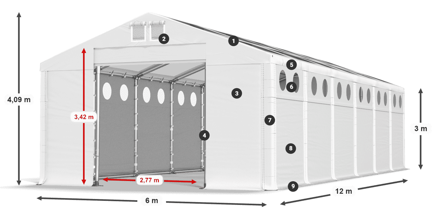 Acoperiș: MS T 580 PVC Pereţi: MS O 580 PVC Legenda 3m