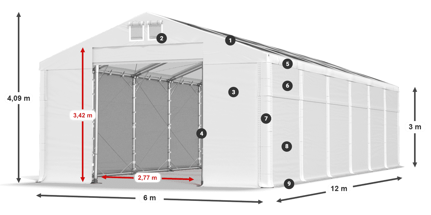 Acoperiș: MS T 580 PVC Pereţi: SD 500 PVC Legenda 3m