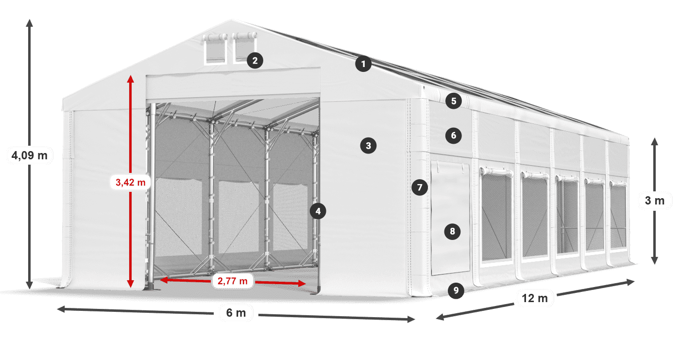 Acoperiș: MS T 580 PVC Pereţi: SD M 500 PVC Legenda 3m