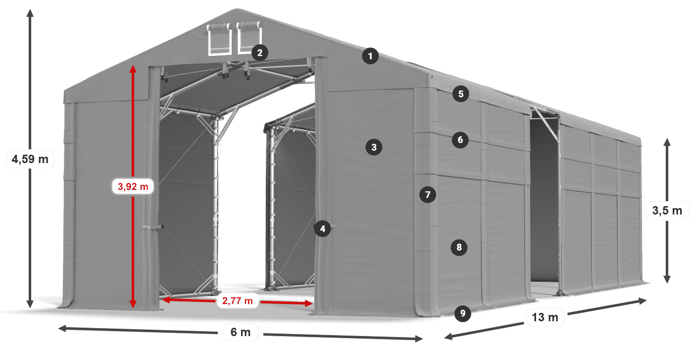 Acoperiș: MS 580 PVC Pereţi: FR 620 PVC legenda 2.5m