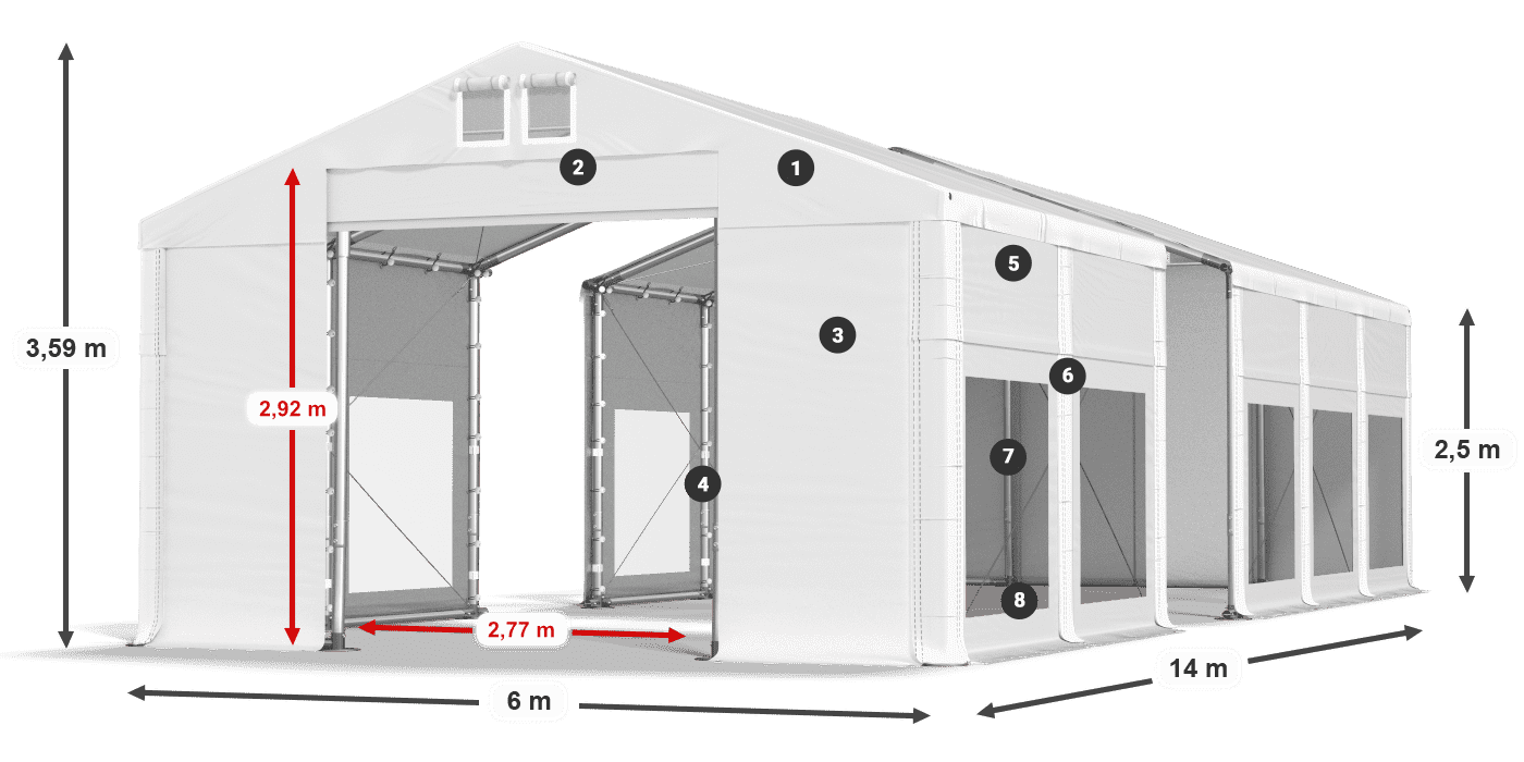 Acoperiș: FR 620 PVC Pereţi: MS 580 PVC legenda 2.5m