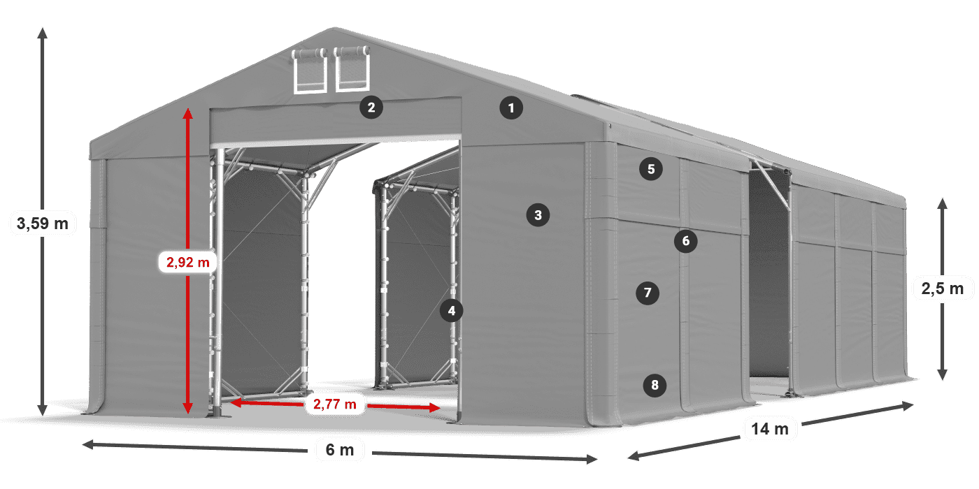 Acoperiș: FR 620 PVC Pereţi: SD 500 PVC legenda 2.5m