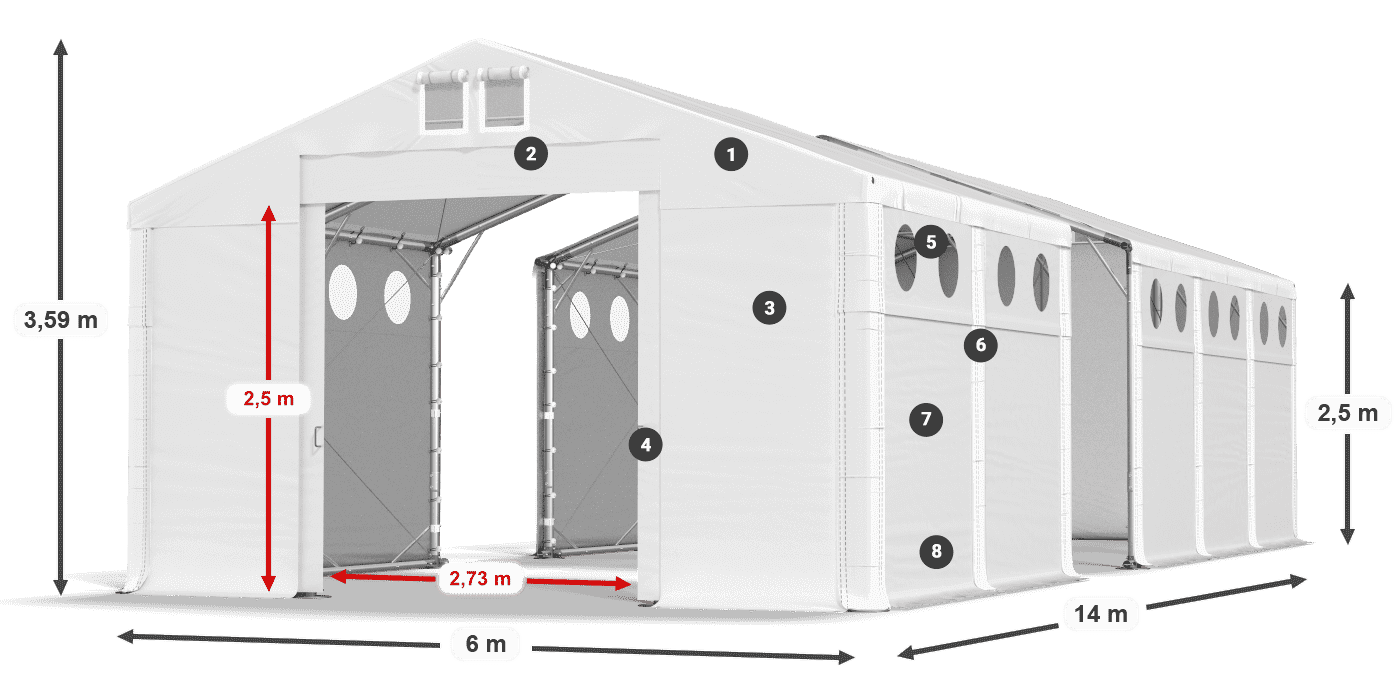 Acoperiș: MS 580 PVC Pereţi: SD O 500 PVC legenda 2.5m