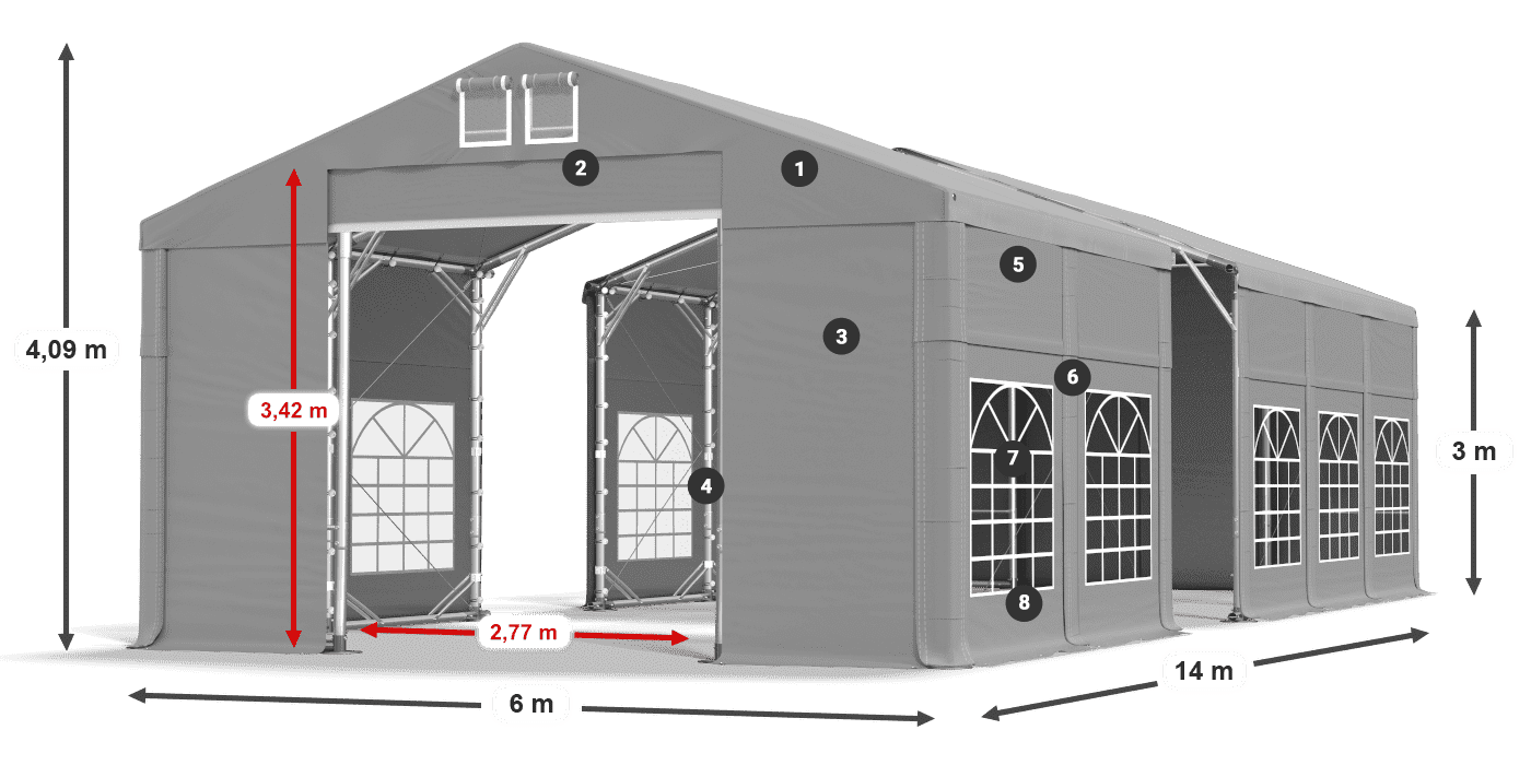 Acoperiș: FR 620 PVC Pereţi: SD 500 PVC Legenda 3m