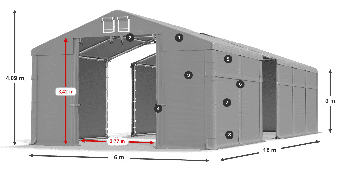 Acoperiș: FR 620 PVC Pereți: MS 580 PVC