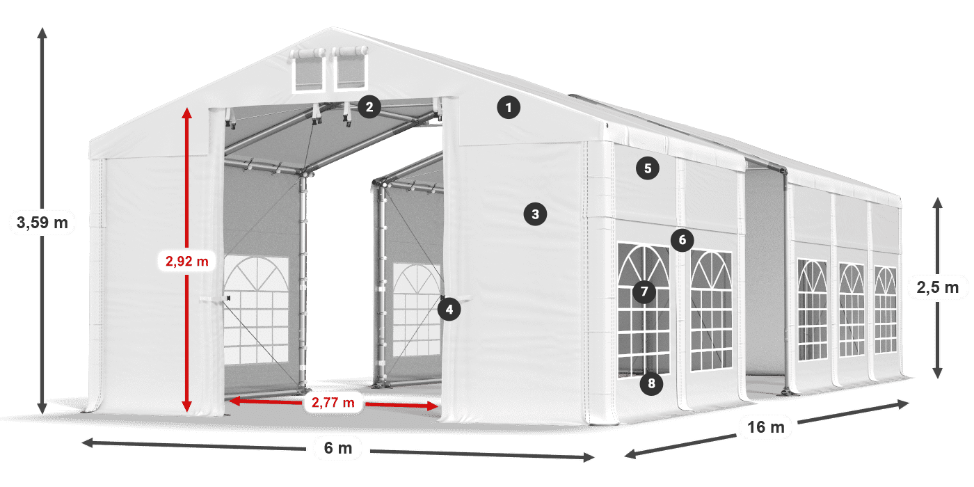 Acoperiș: SD 560 PVC Pereţi: FR 620 PVC legenda 2.5m