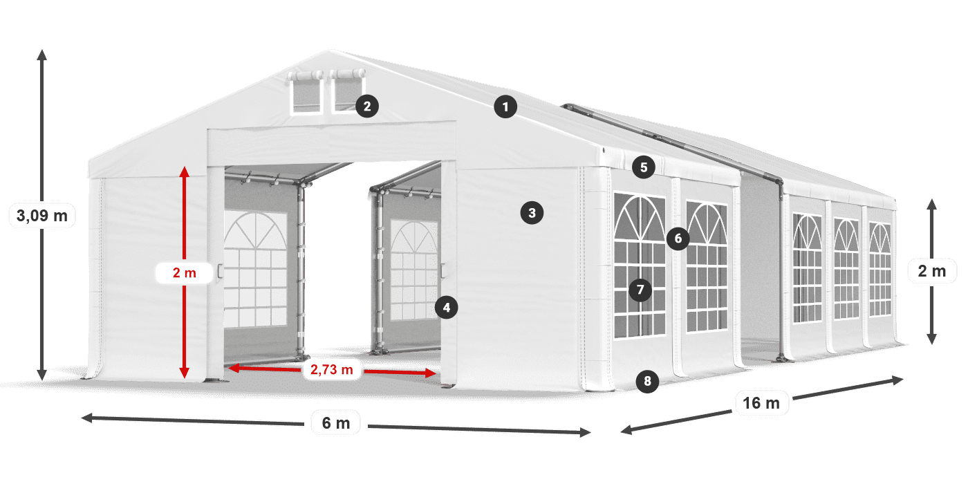 Acoperiș: FR 620 PVC Pereţi: SD 500 PVC 2m legenda