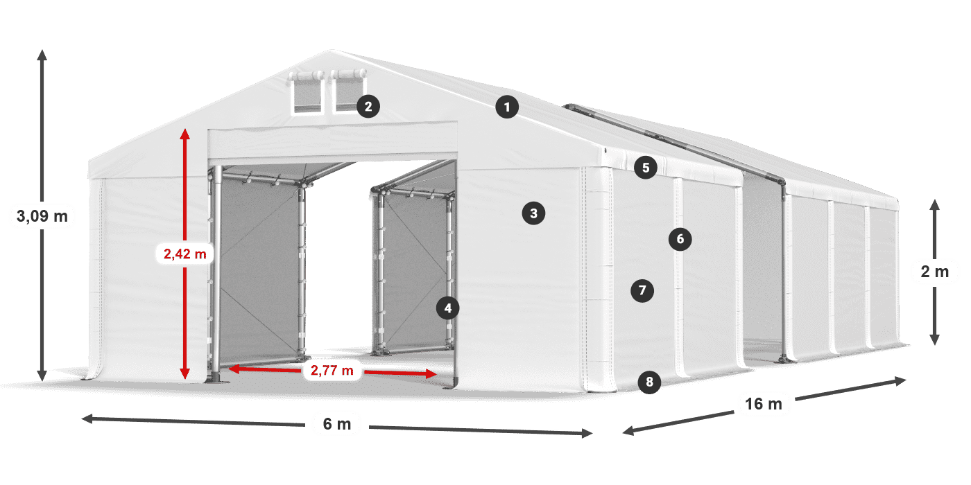 Acoperiș: SD 560 PVC Pereţi: FR 620 PVC legenda 2m