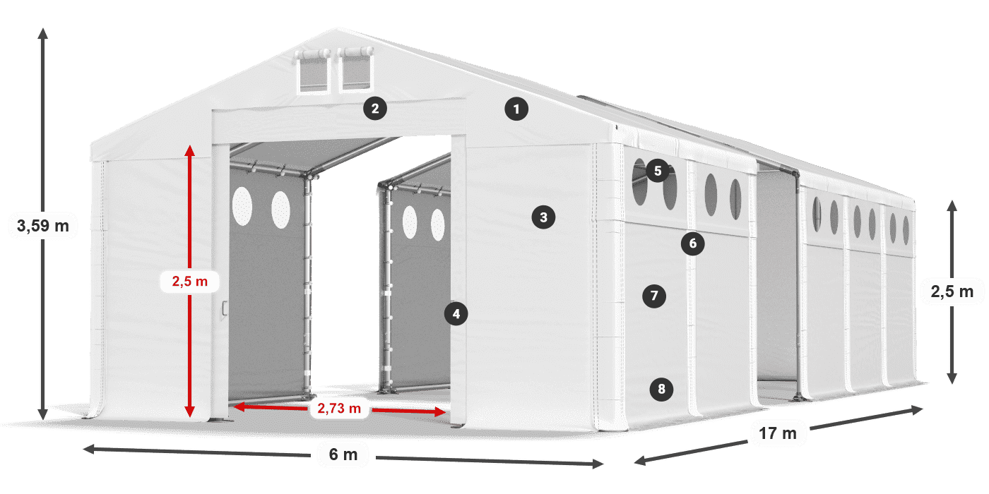 Acoperiș: FR 620 PVC Pereți: MS 580 PVC