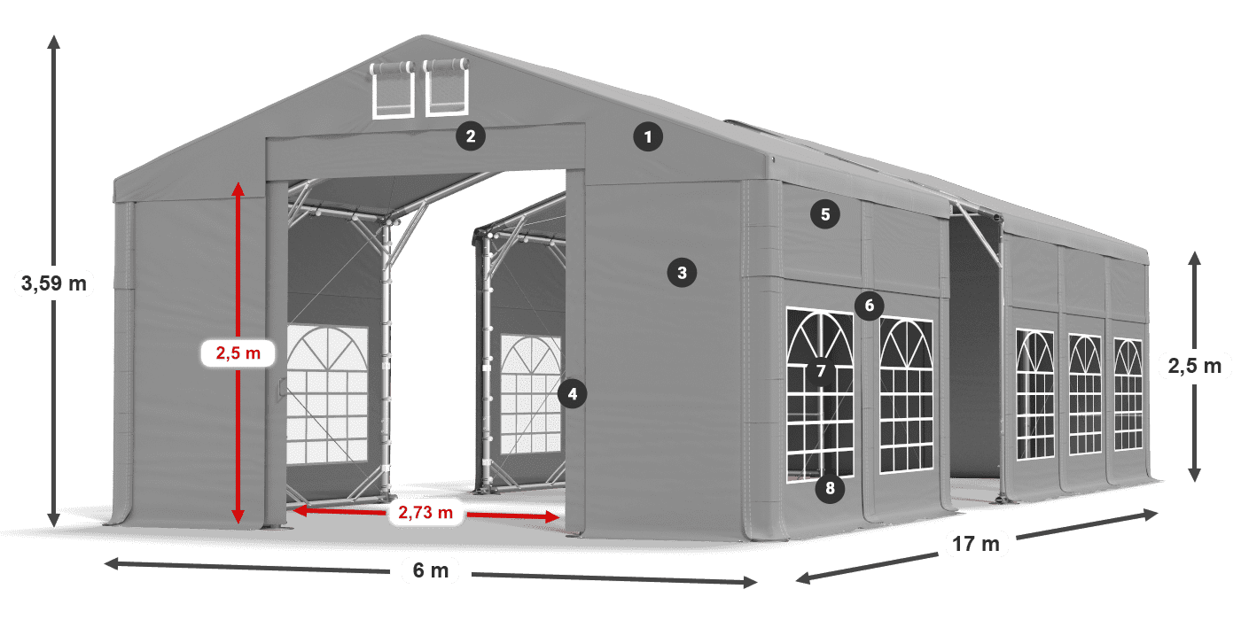 Acoperiș: FR 620 PVC Pereţi: SD 500 PVC legenda 2.5m