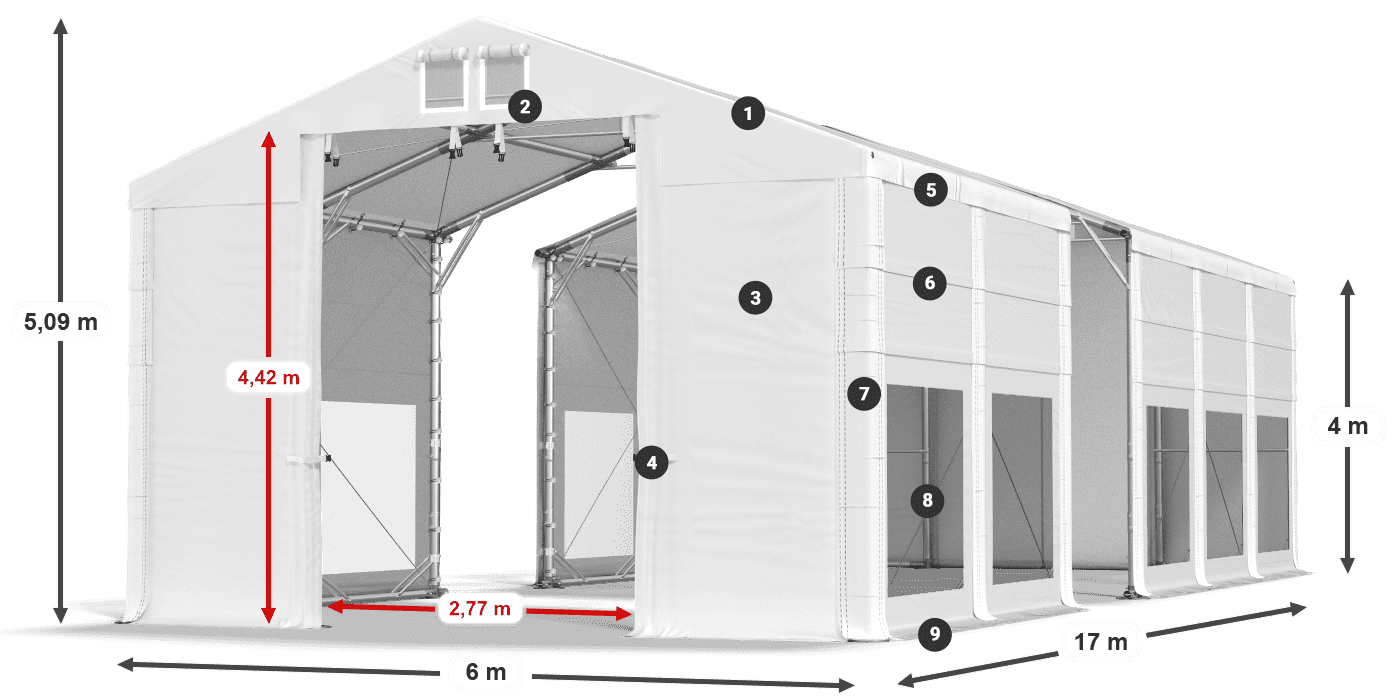 Acoperiș: MS 580 PVC Pereţi: MS 580 PVC Legenda 4m