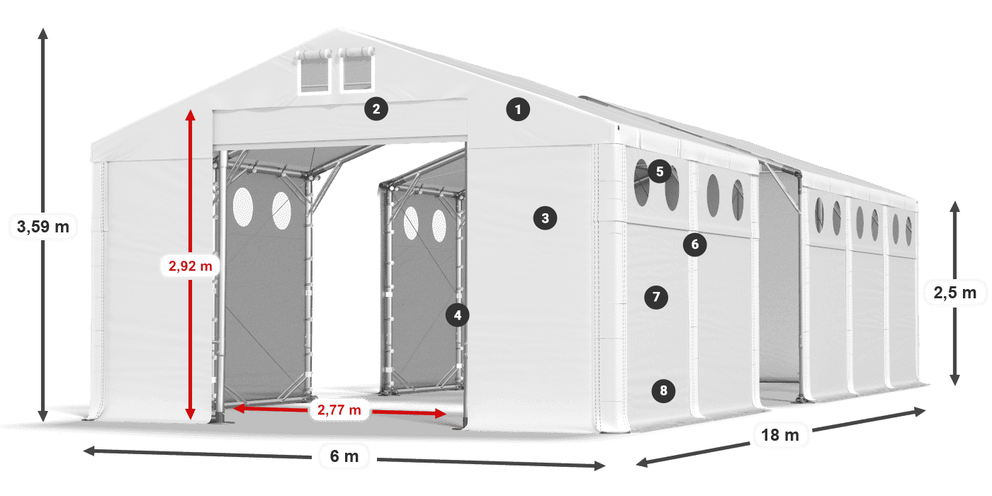 Acoperiș: MS 580 PVC Pereţi: SD O 500 PVC legenda 2.5m