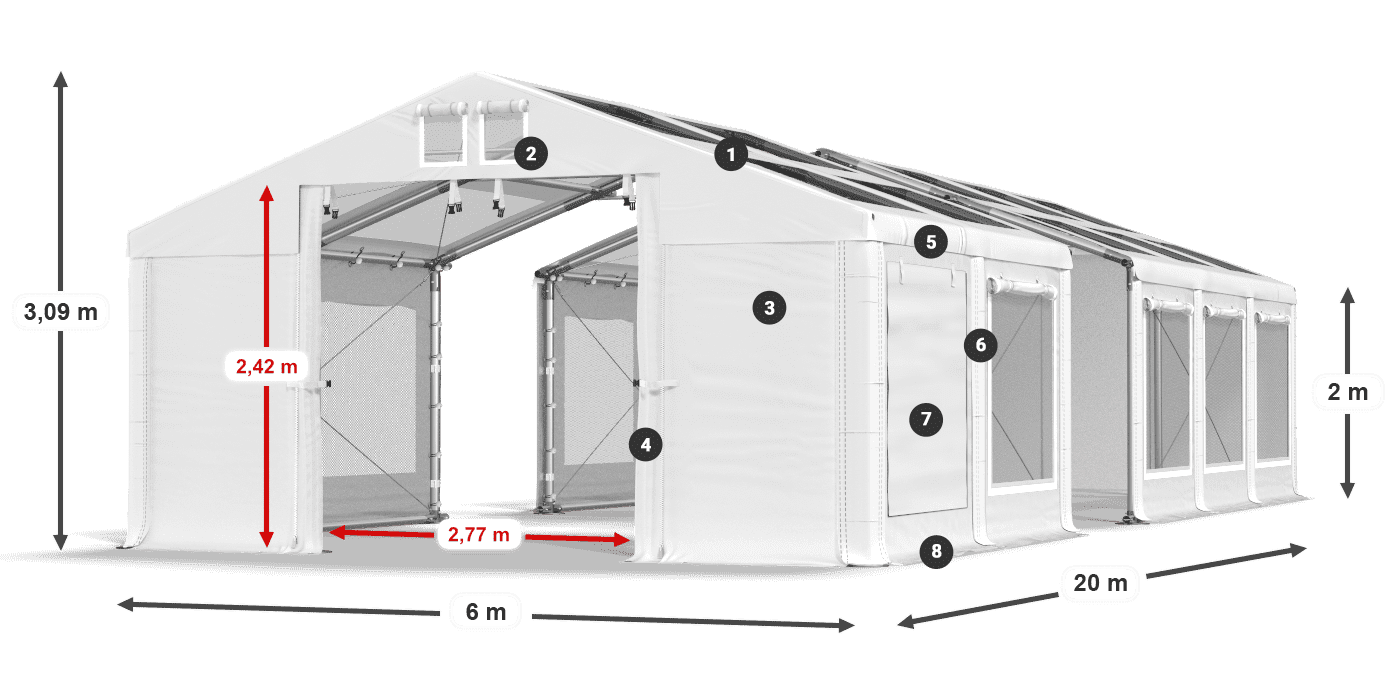 Acoperiș: MS T 580 PVC Pereţi: SDM 500 PVC 2m legenda