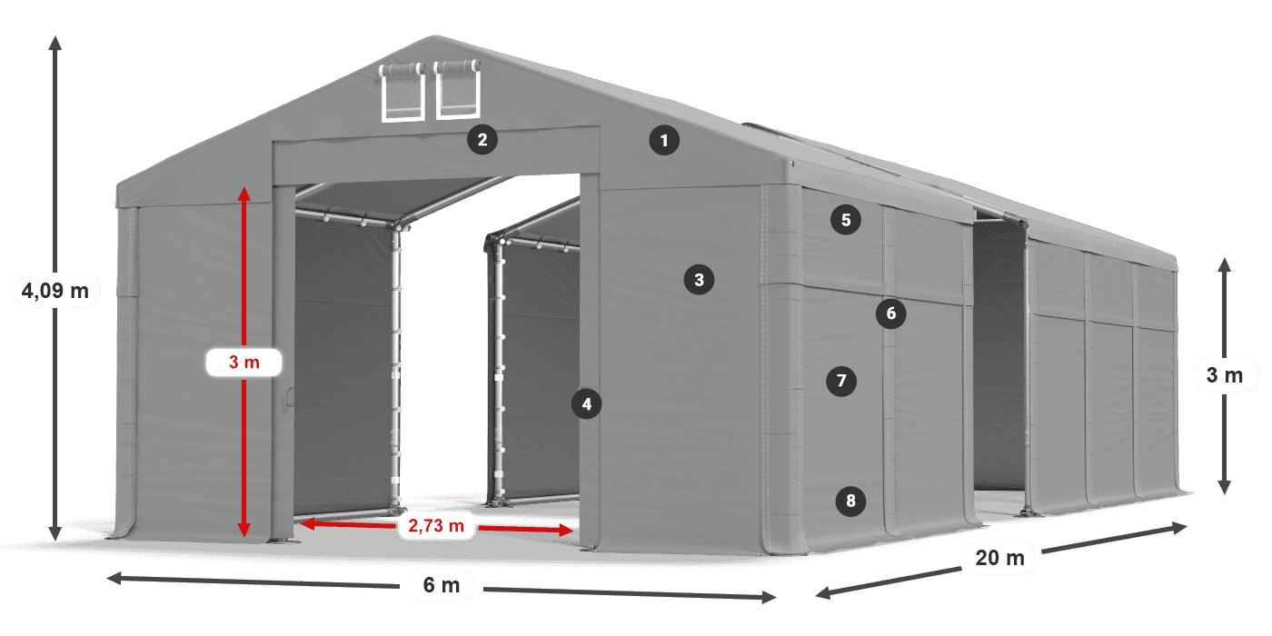 Acoperiș: MS 580 PVC Pereţi: SD 500 PVC Legenda 3m