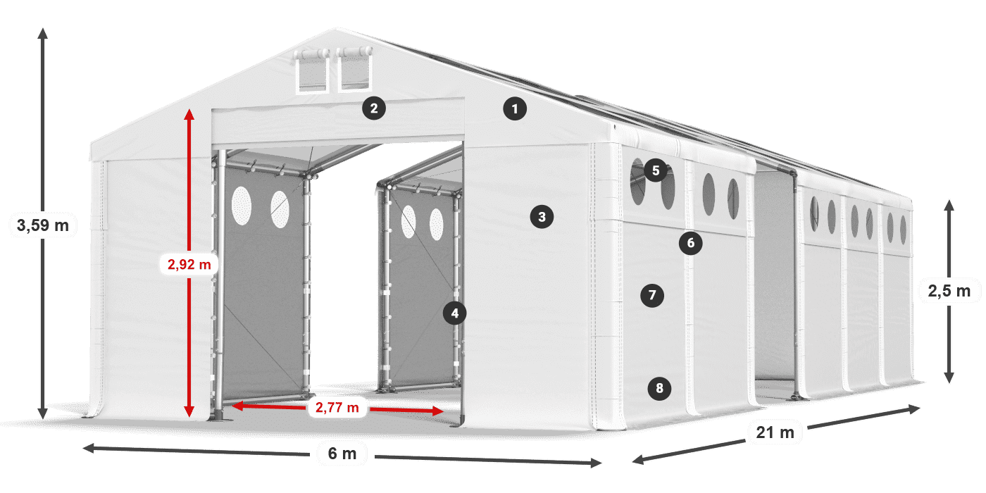 Acoperiș: MS T 580 PVC Pereţi: FR O 620 PVC legenda 2.5m