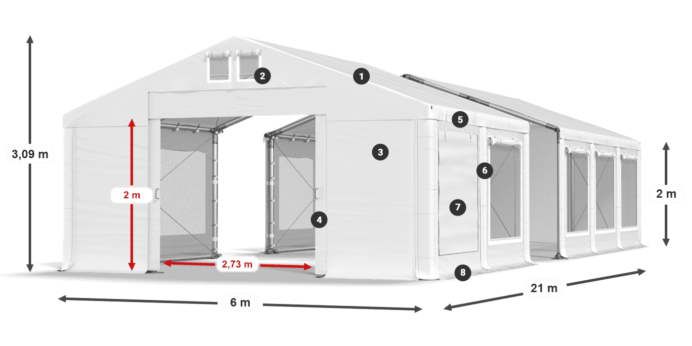 Acoperiș: FR 620 PVC Pereţi: SD 500 PVC 2m legenda
