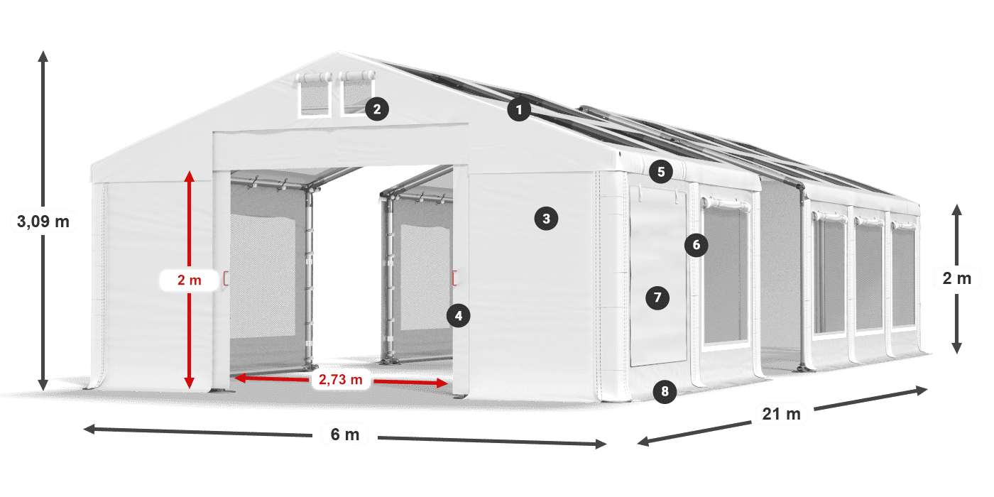 Acoperiș: MS T 580 PVC Pereţi: SDM 500 PVC 2m legenda