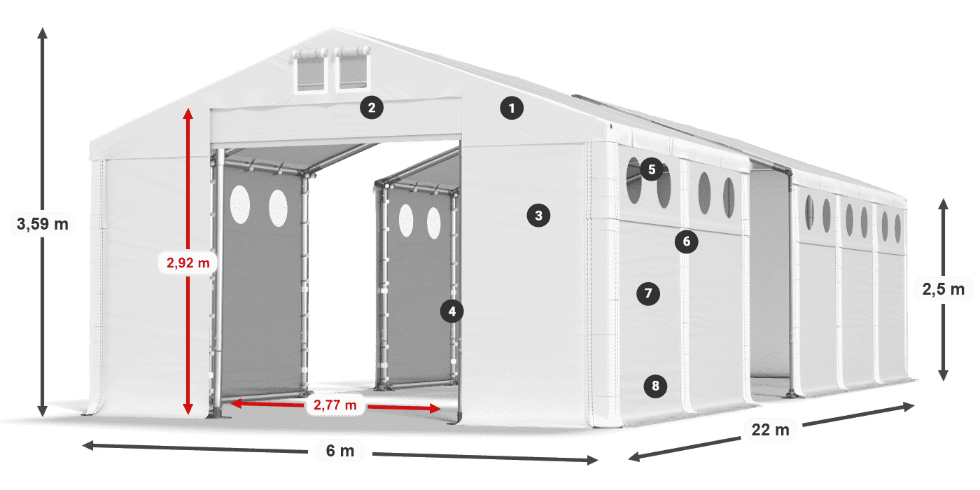 Acoperiș: FR 620 PVC Pereţi: SD O 500 PVC legenda 2.5m