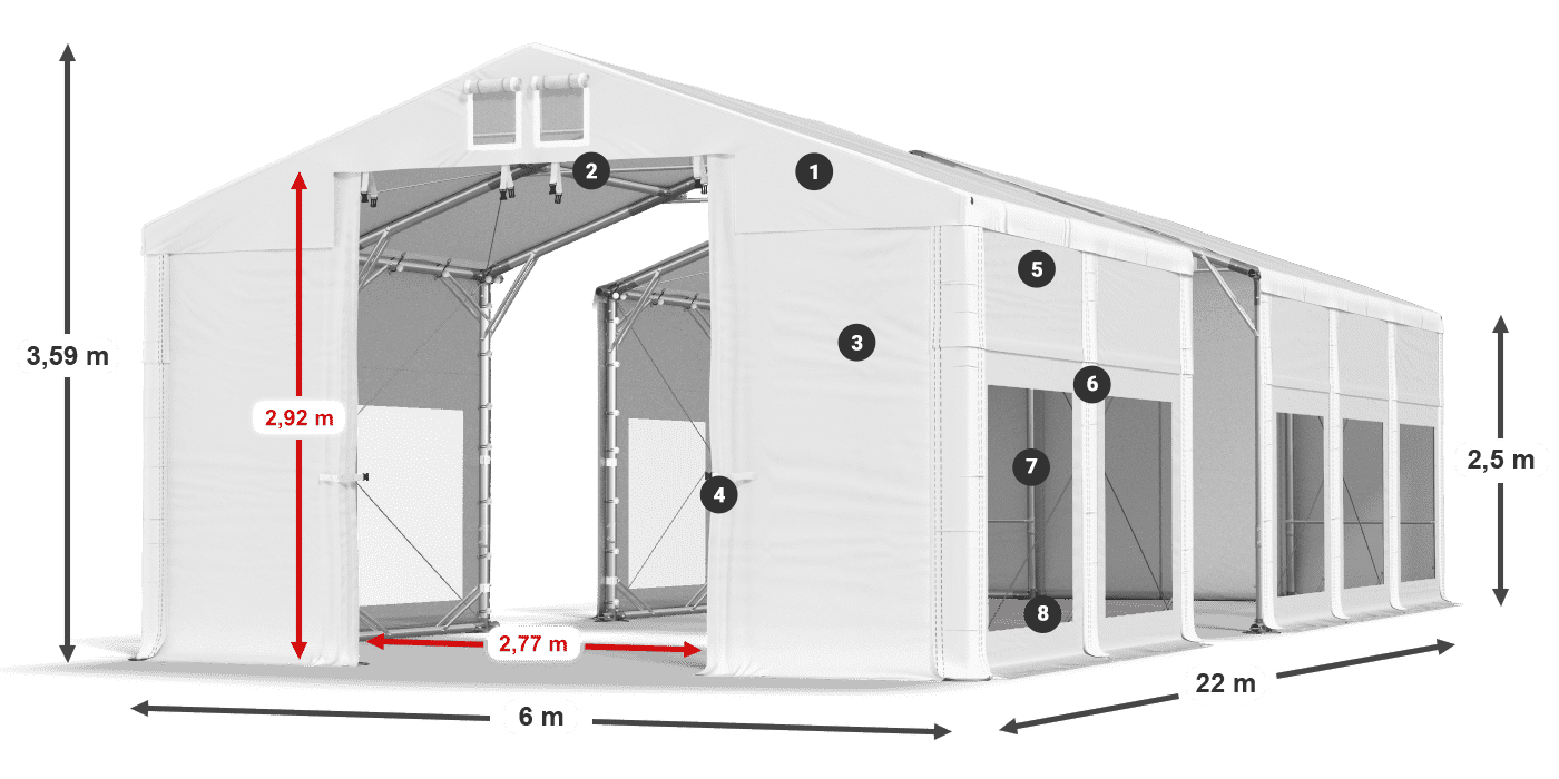 Acoperiș: MS 580 PVC Pereţi: MS 580 PVC legenda 2.5m
