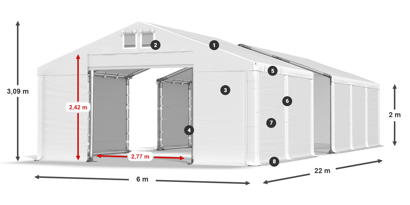Acoperiș: SD 560 PVC Pereţi: MS 580 PVC legenda 2m