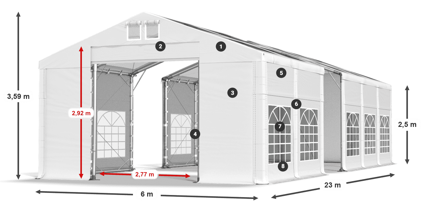 Acoperiș: MS 580 PVC Pereţi: SD 500 PVC legenda 2.5m