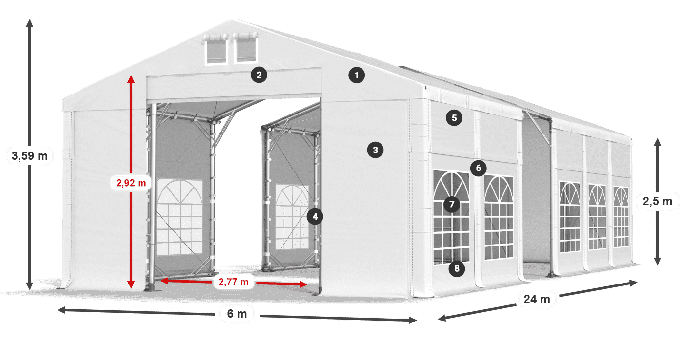 Acoperiș: SD 560 PVC Pereţi: FR 620 PVC legenda 2.5m