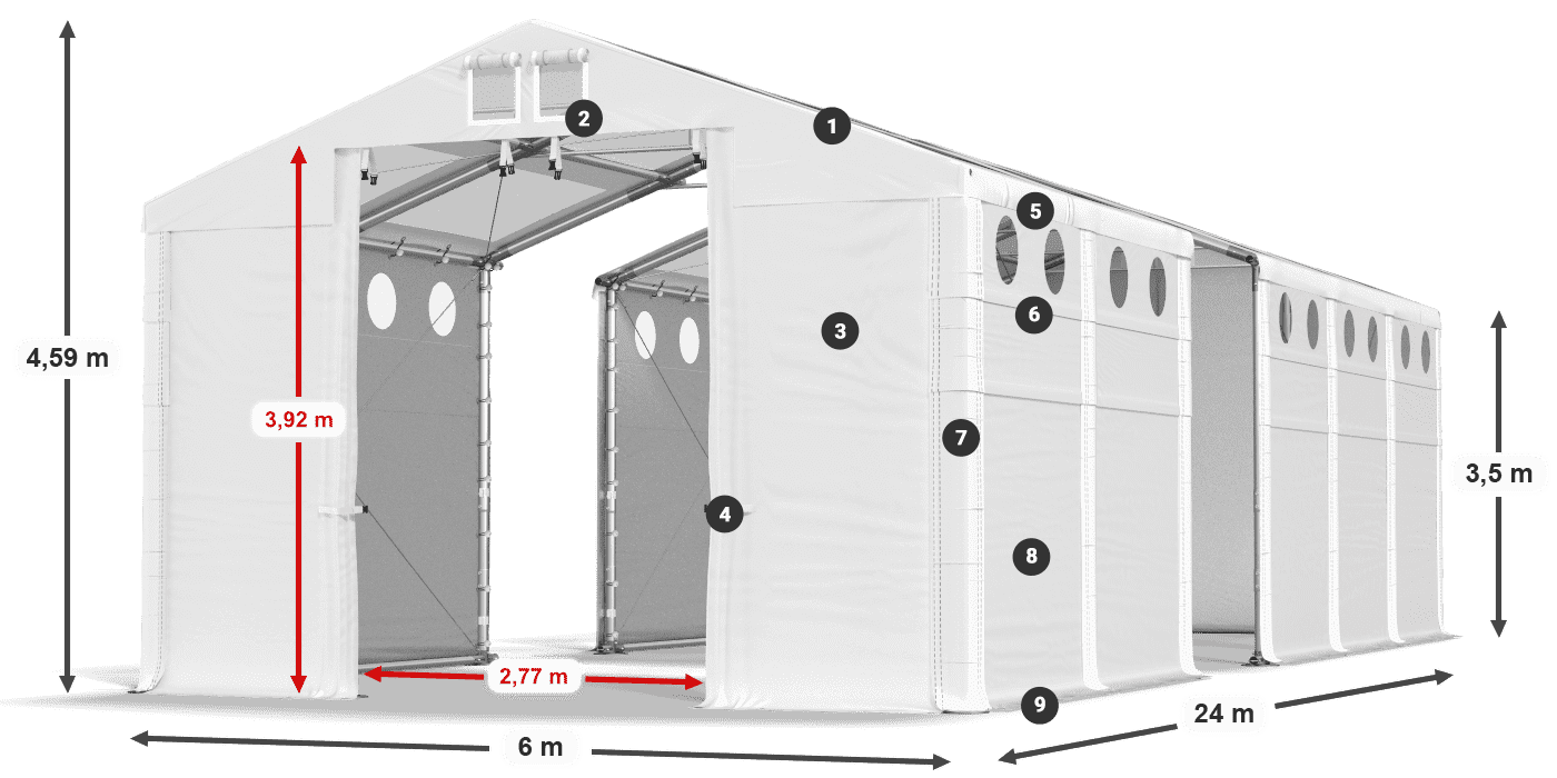 Acoperiș: MS T 580 PVC Pereţi: SD O 500 PVC 3.5 m legenda