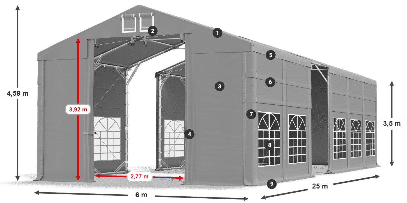 Acoperiș: FR 620 PVC Pereţi: SD 500 PVC 3.5 m legenda