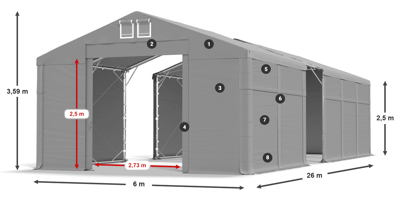 Acoperiș: MS 580 PVC Pereţi: SD 500 PVC legenda 2.5m