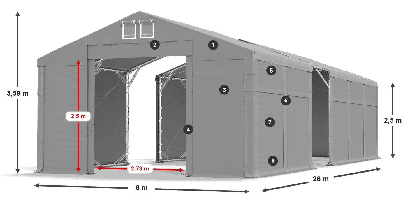 Acoperiș: MS 580 PVC Pereţi: SD 500 PVC legenda 2.5m