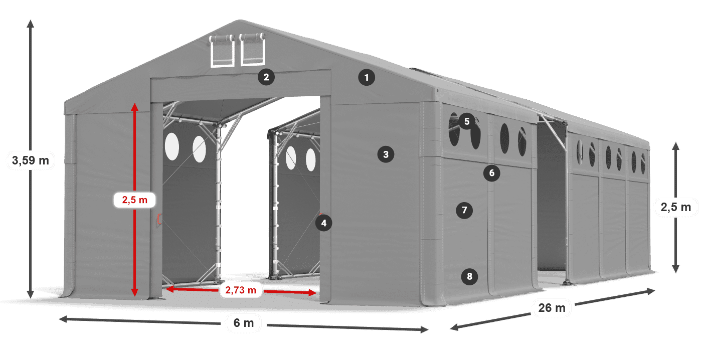 Acoperiș: SD 560 PVC Pereţi: FR O 620 PVC legenda 2.5m