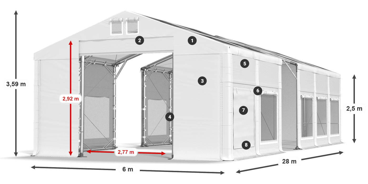 Acoperiș: MS T 580 PVC Pereţi: SD M 500 PVC legenda 2.5m