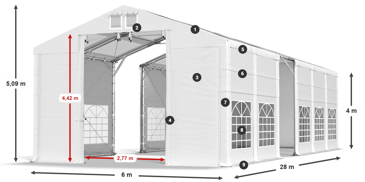 Acoperiș: MS T 580 PVC Pereţi: SD 500 I PVC Legenda 4m