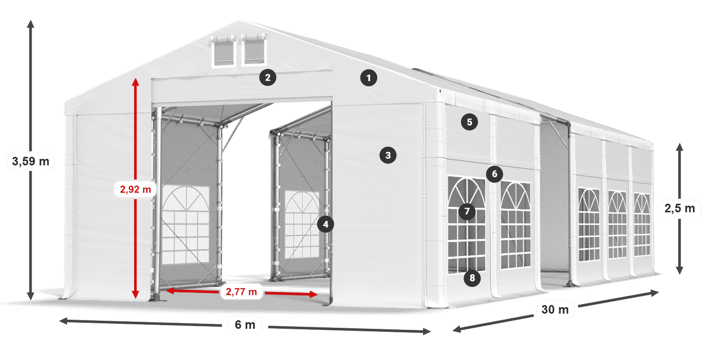 Acoperiș: SD 560 PVC Pereţi: FR 620 PVC legenda 2.5m
