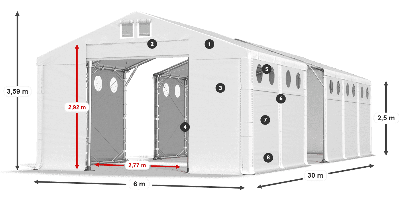 Acoperiș: SD 560 PVC Pereţi: MS O 580 PVC legenda 2.5m