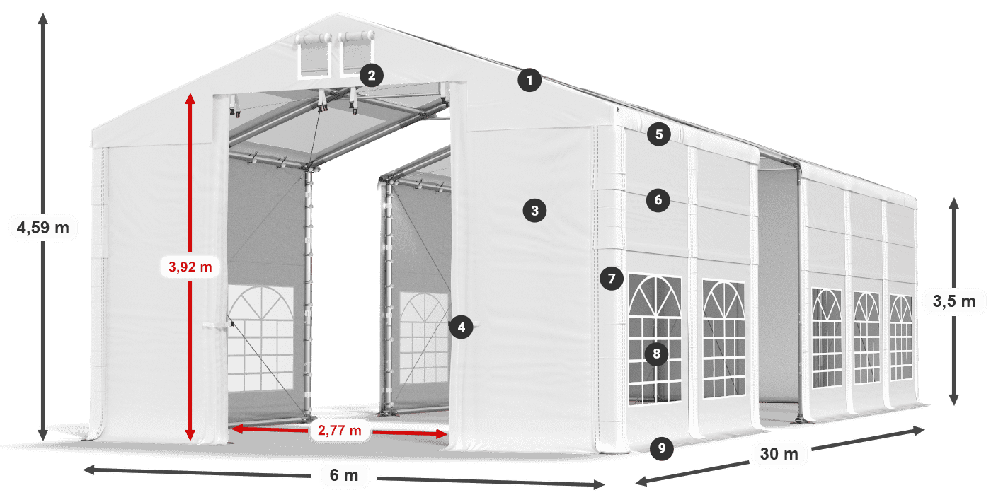Acoperiș: MS T 580 PVC Pereţi: FR 620 PVC legenda 2.5m