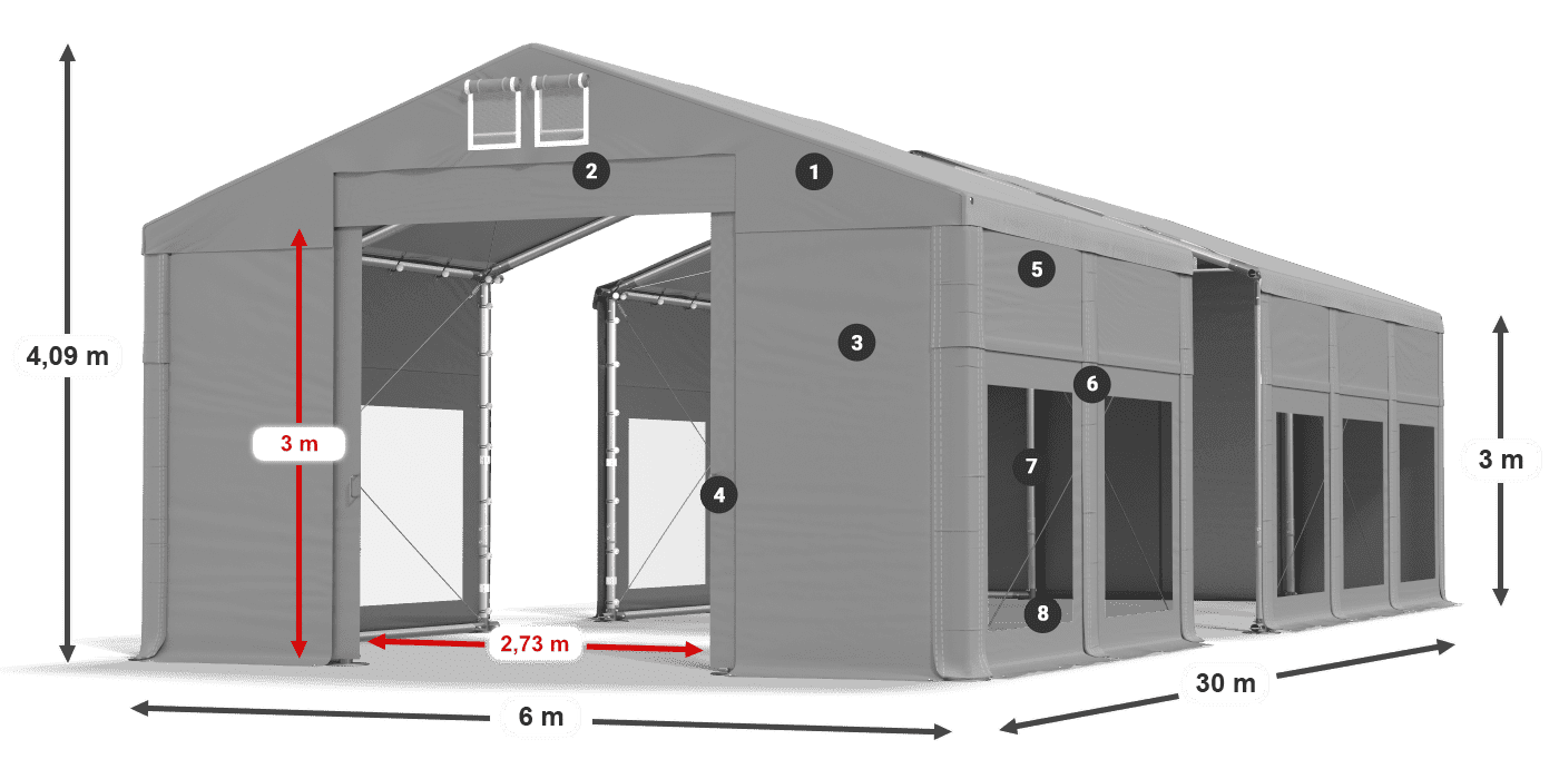 Acoperiș: FR 620 PVC Pereţi: MS 580 PVC Legenda 3m