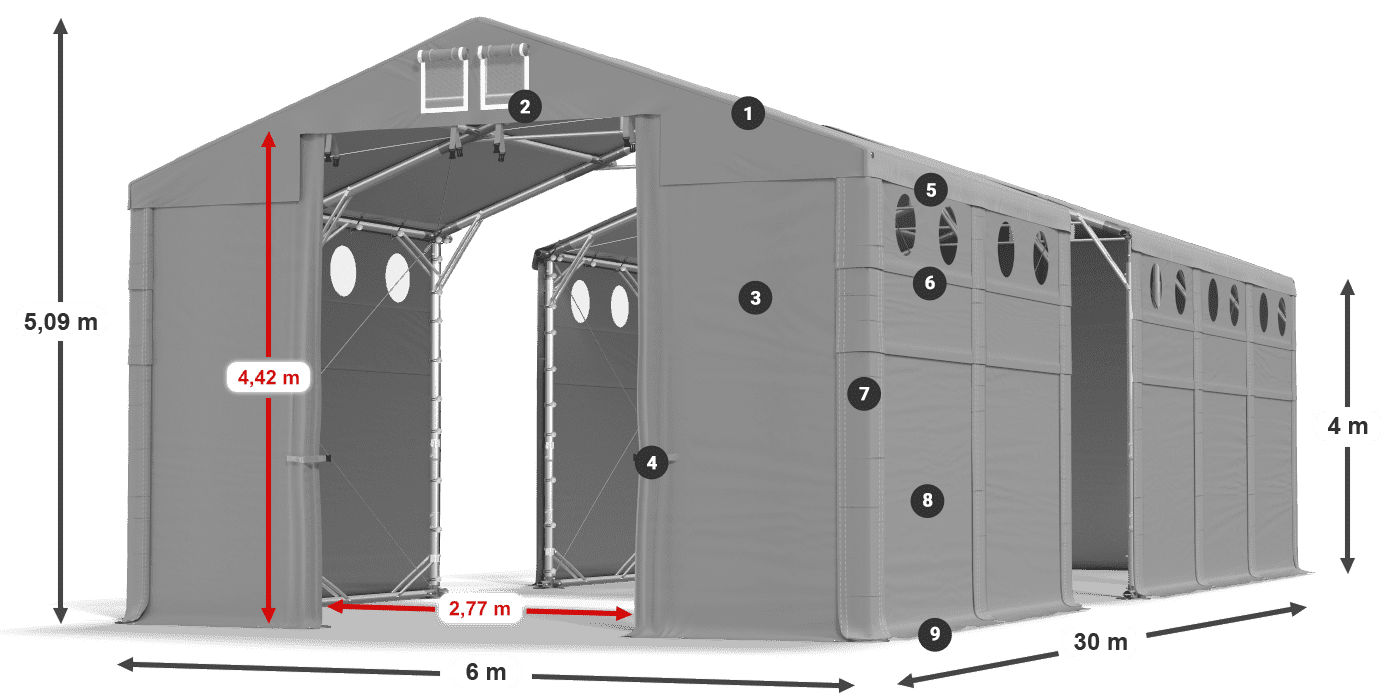 Acoperiș: FR 620 PVC Pereţi: SD O 500 PVC Legenda 4m