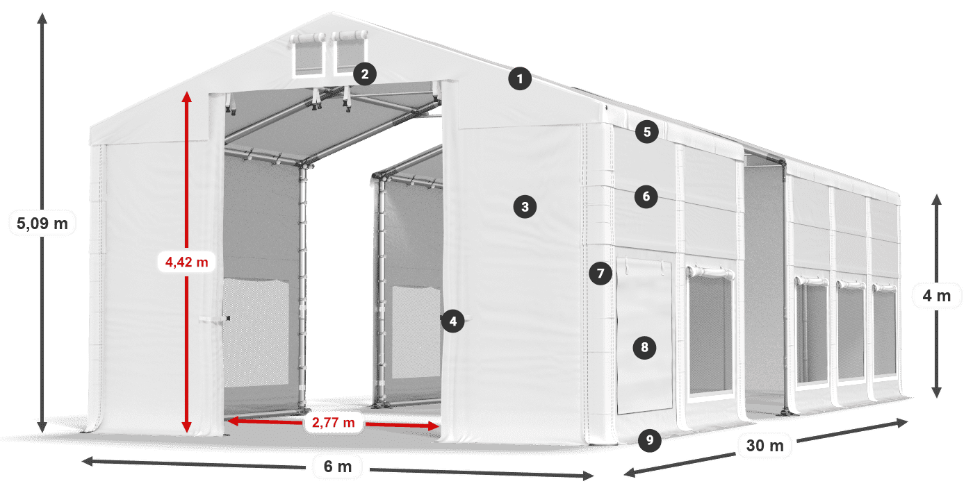 Acoperiș: MS 580 PVC Pereţi: SD M 500 PVC Legenda 4m