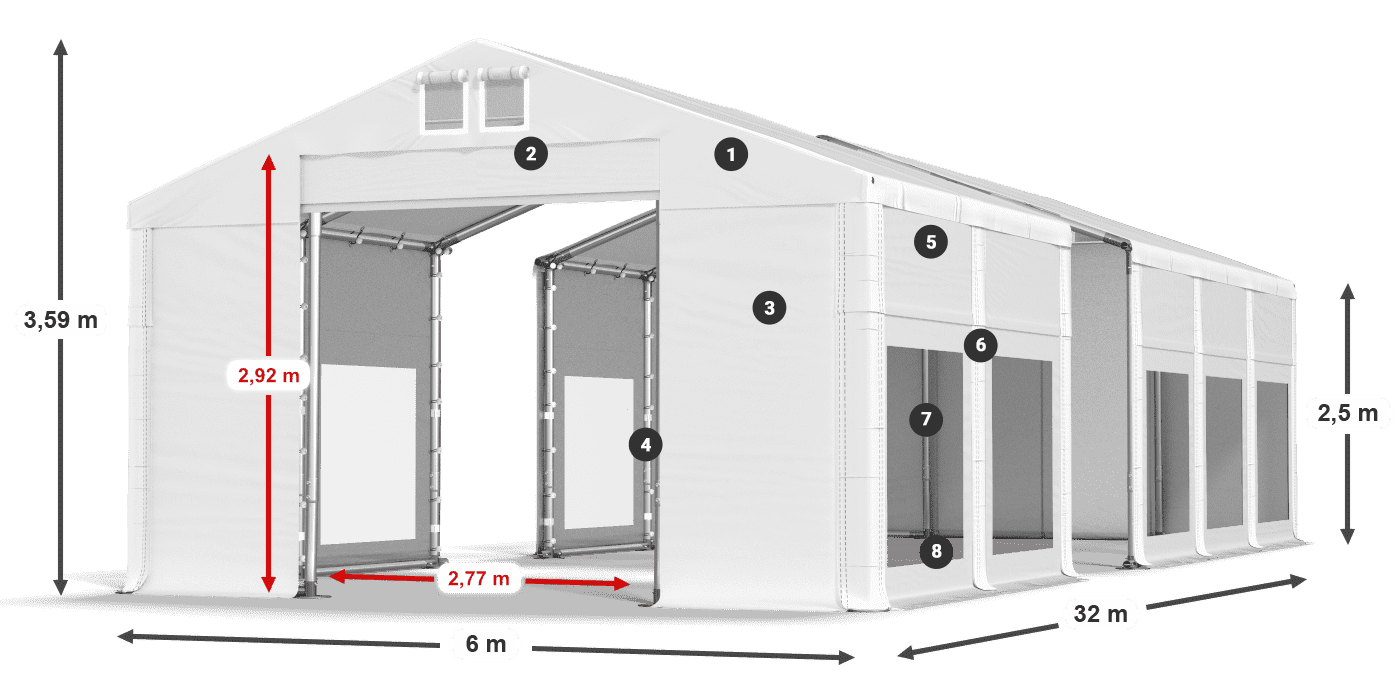 Acoperiș: FR 620 PVC Pereţi: MS 580 PVC legenda 2.5m