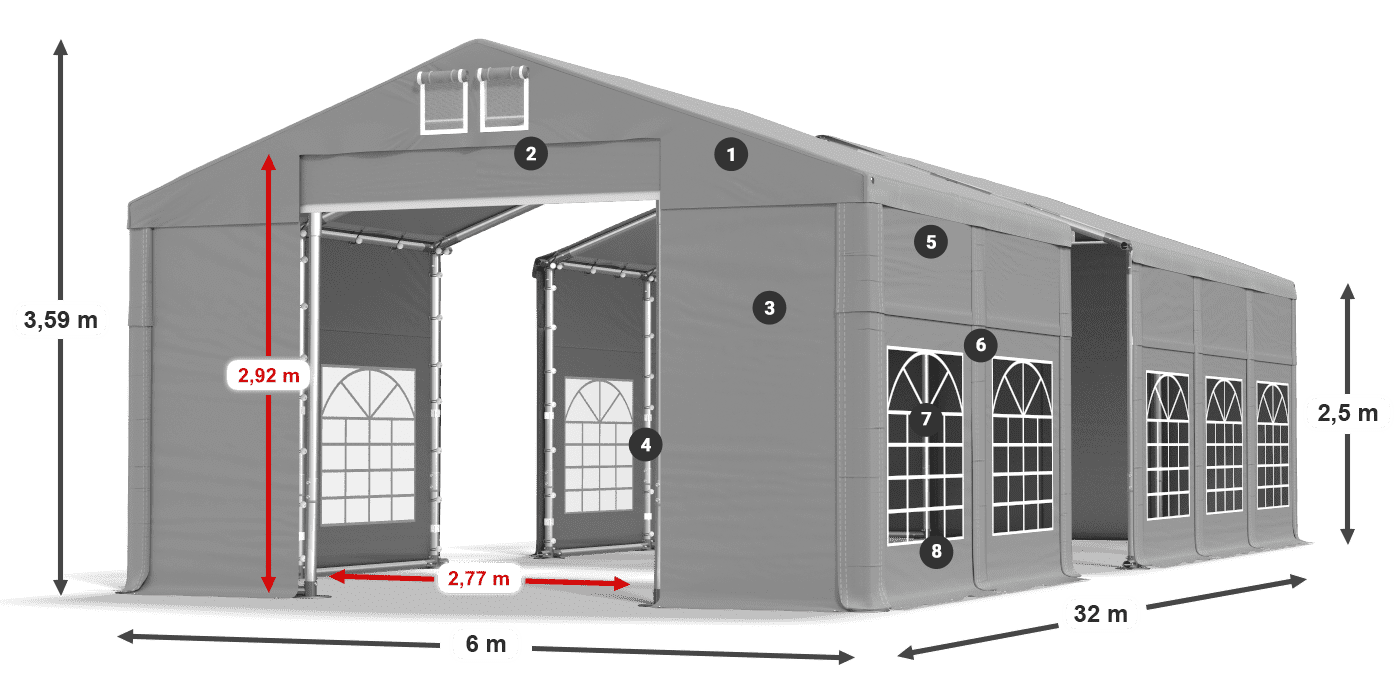Acoperiș: FR 620 PVC Pereţi: SD 500 PVC legenda 2.5m