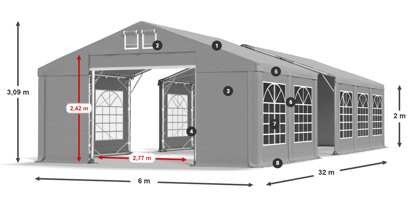 Acoperiș: FR 620 PVC Pereţi: SD 500 PVC 2m legenda