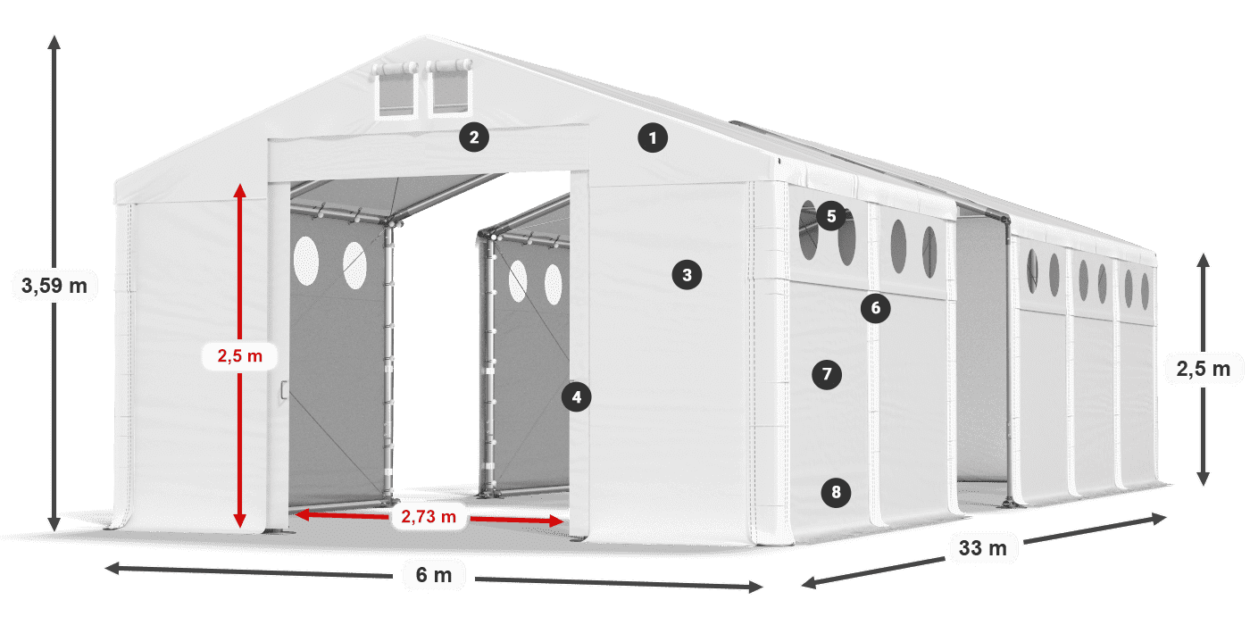 Acoperiș: FR 620 PVC Pereți: SD 500 PVC