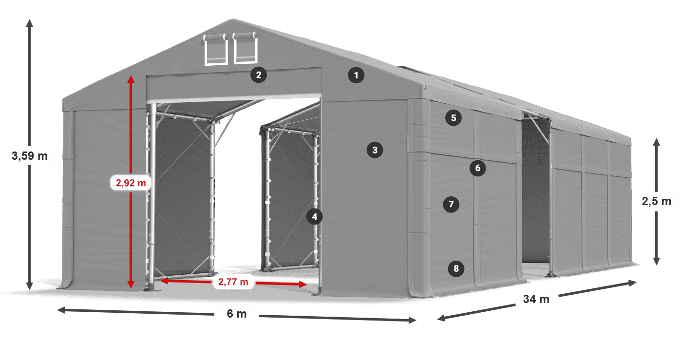Acoperiș: SD 560 PVC Pereţi: FR 620 PVC legenda 2.5m