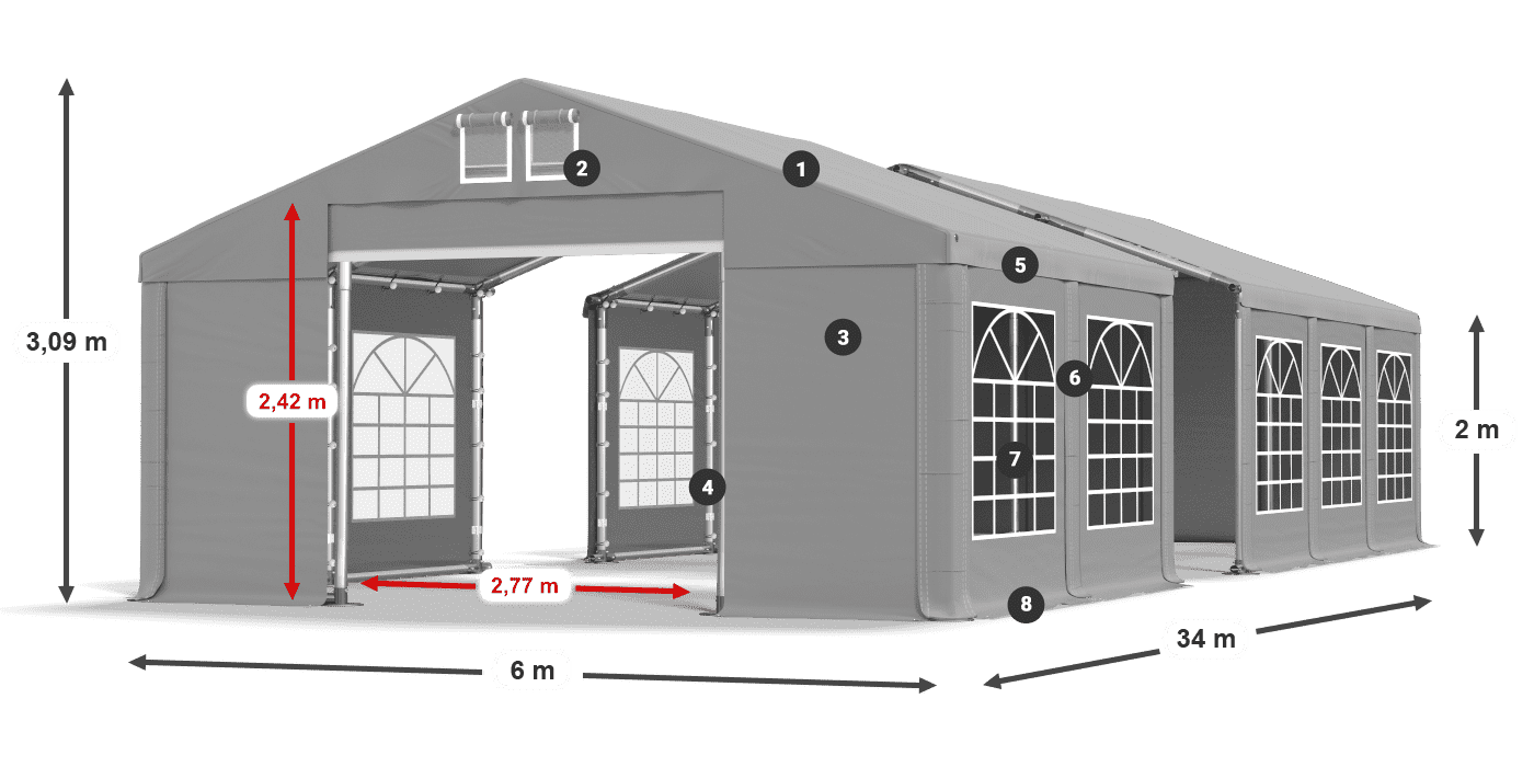 Acoperiș: FR 620 PVC Pereţi: SD 500 PVC 2m legenda